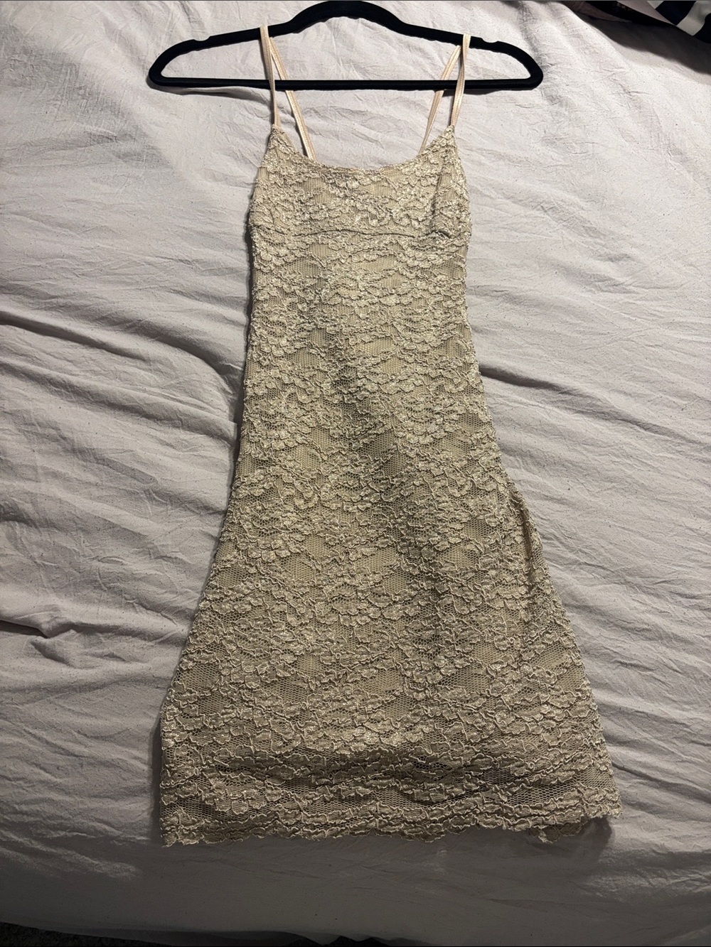 BCBG Cream Lace Slip Mini Dress